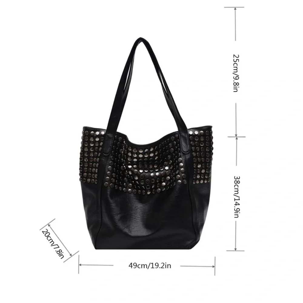 Luxe Vegan Leather Studded Tote Bag